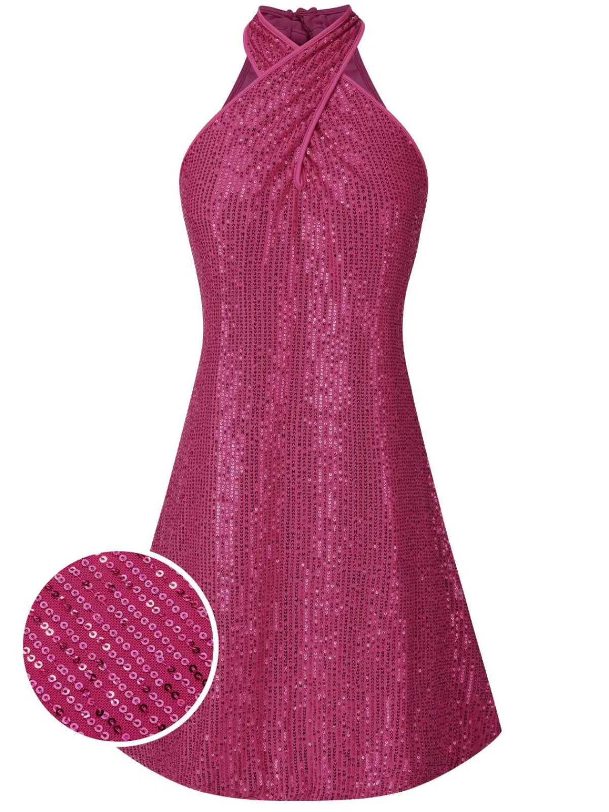 Sale Retro Stage 1980s Halter Off-Shoulder Sequined Dress