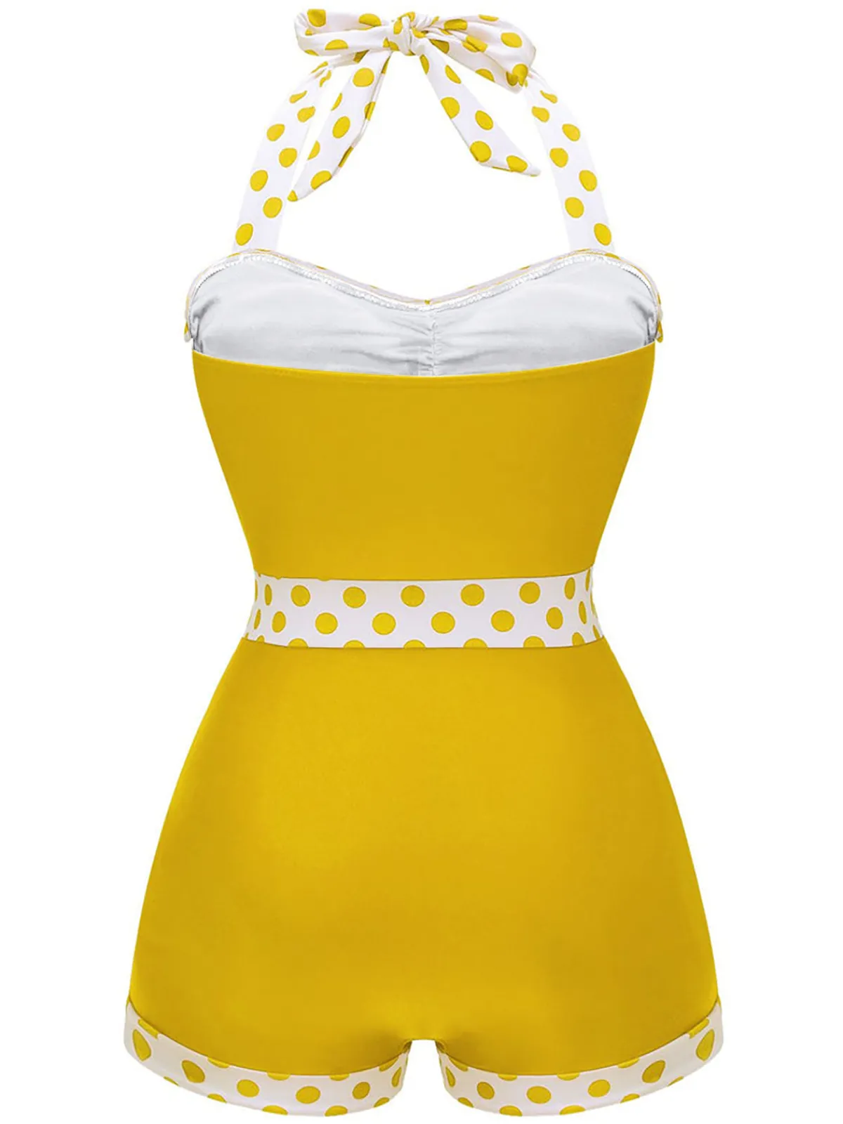 Best Retro Stage 1940s Halter Patchwork One-piece Swimsuit