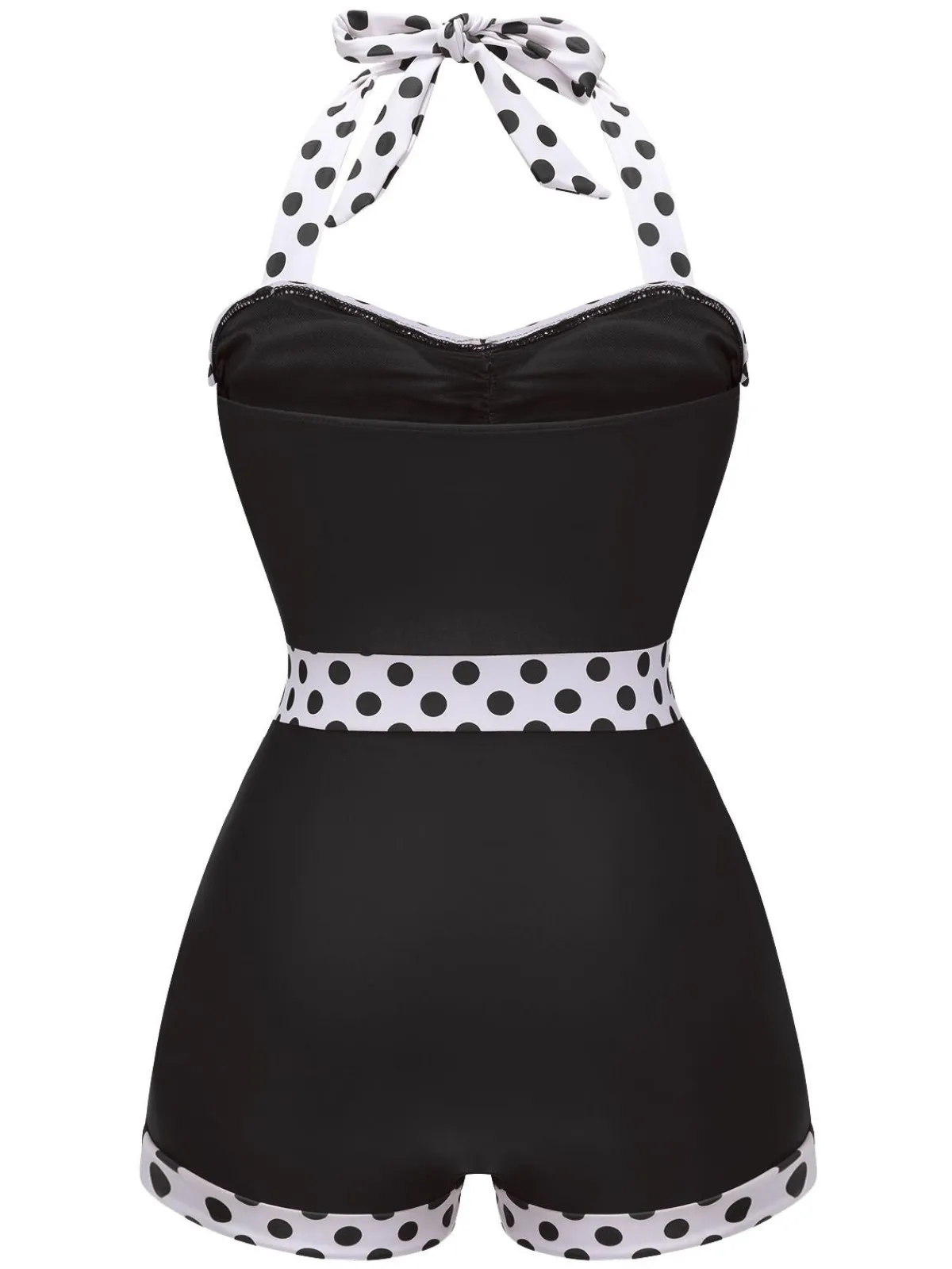 Best Retro Stage 1940s Halter Patchwork One-piece Swimsuit