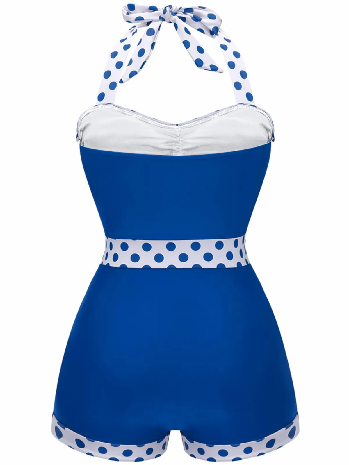 Best Retro Stage 1940s Halter Patchwork One-piece Swimsuit