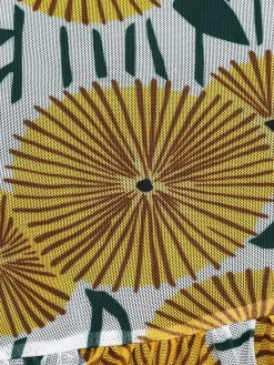 Fashion Retro Stage 1950s Halter Ping Pong Floral Swimsuit Yellow