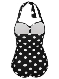 New Retro Stage 1950s Halter Polka Dot One-Piece Swimsuit