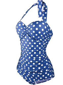 New Retro Stage 1950s Halter Polka Dot One-Piece Swimsuit