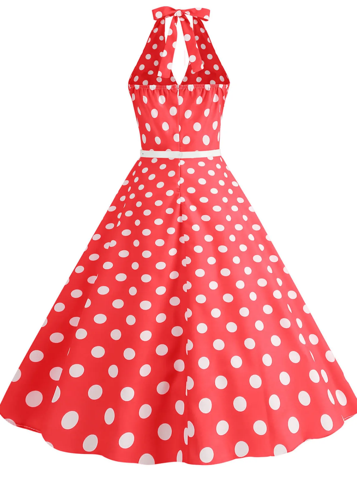 Clearance Retro Stage 1950s Halter Polka Dot Print Swing Dress