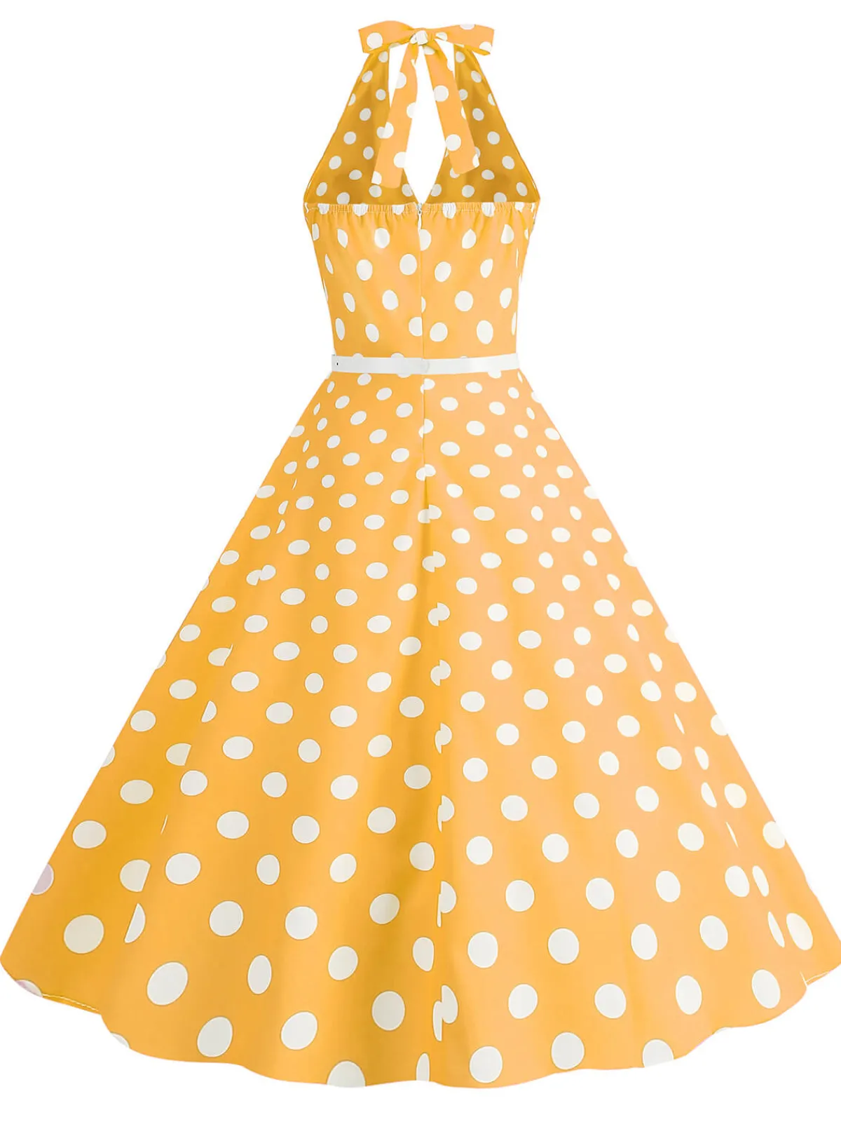 Clearance Retro Stage 1950s Halter Polka Dot Print Swing Dress