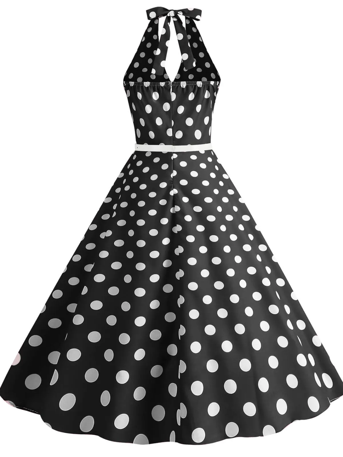 Clearance Retro Stage 1950s Halter Polka Dot Print Swing Dress