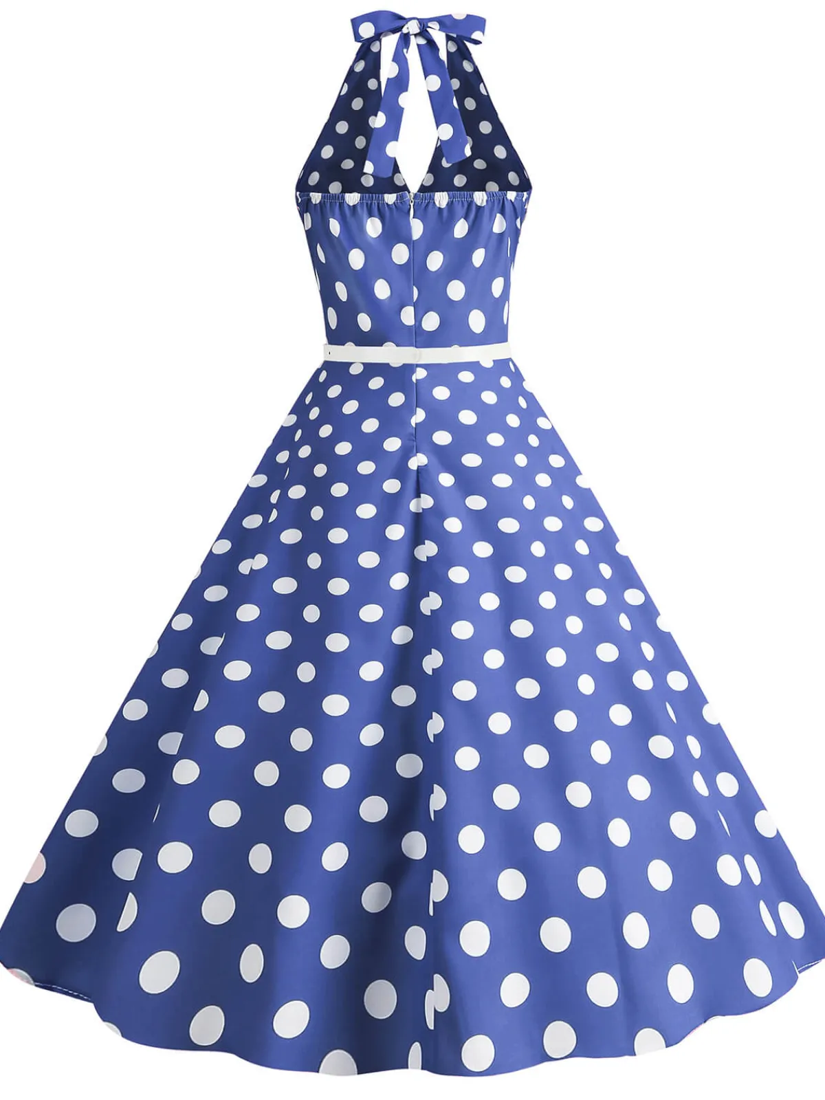 Clearance Retro Stage 1950s Halter Polka Dot Print Swing Dress