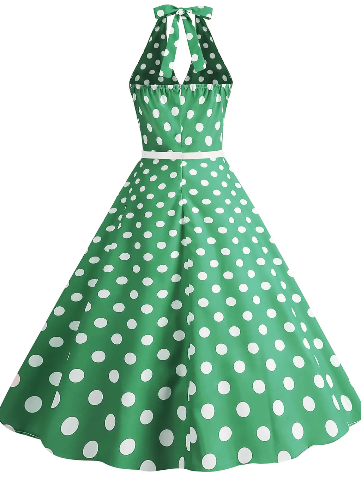 Clearance Retro Stage 1950s Halter Polka Dot Print Swing Dress