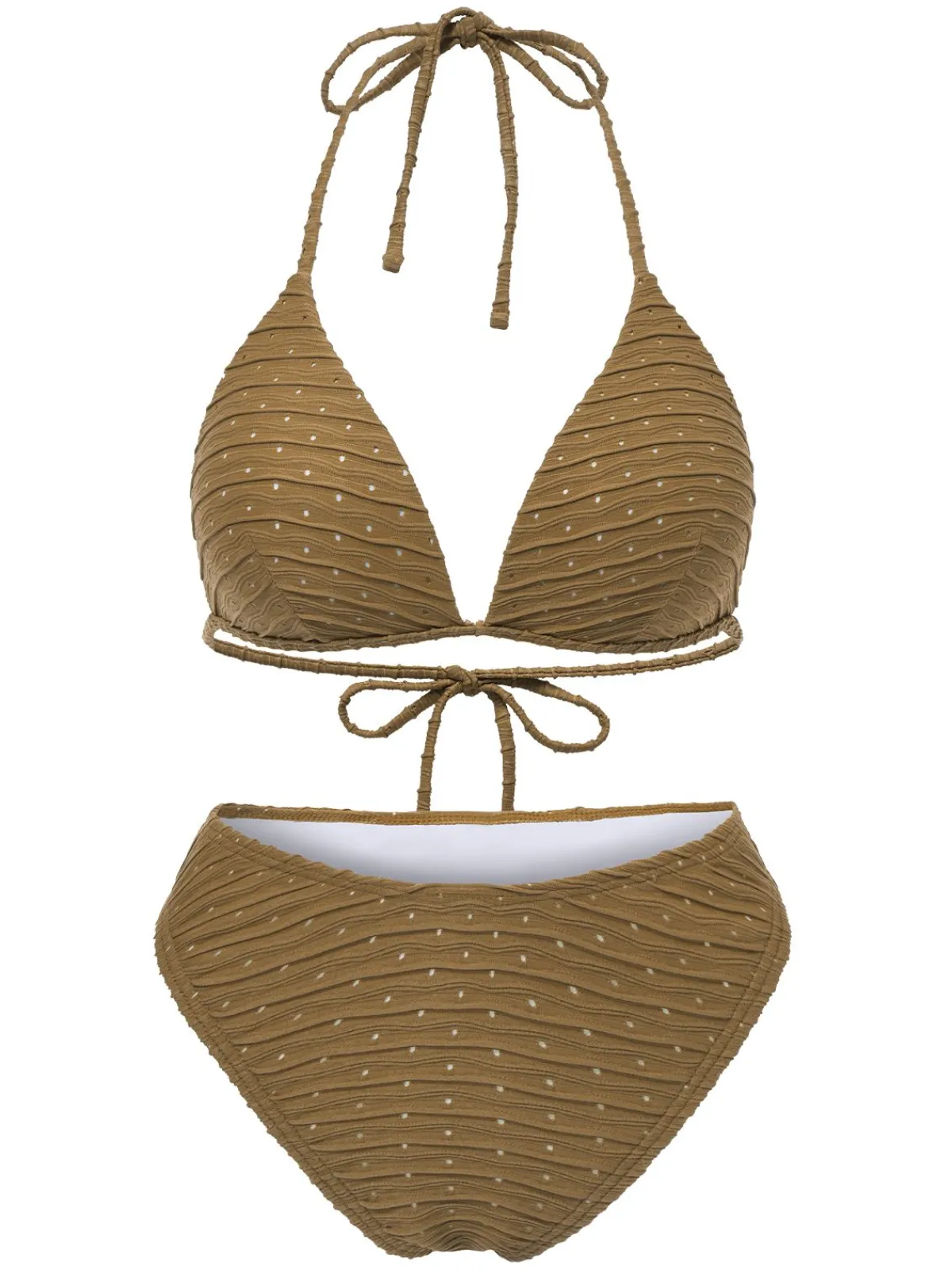Outlet Retro Stage 1940s Halter Textured Solid Bikini Set & Cover-Up
