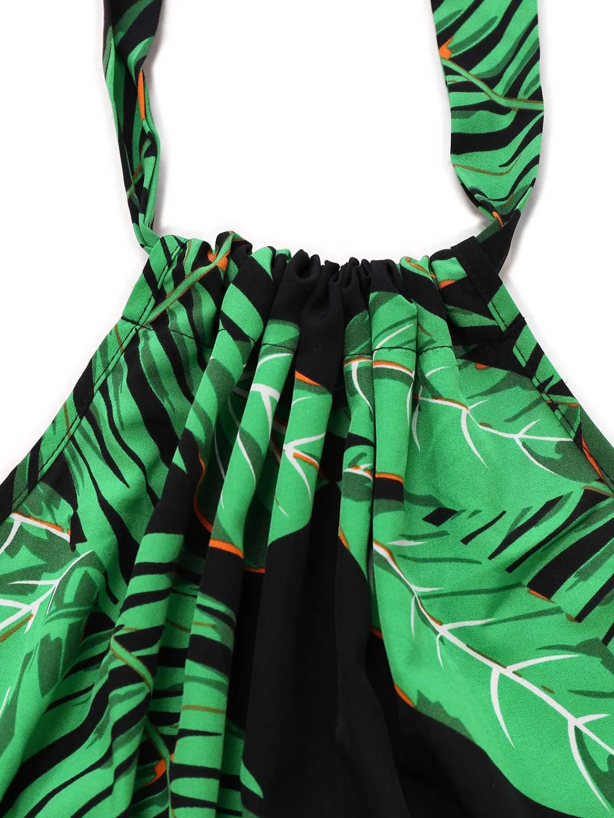 Discount Retro Stage 1950s Halter Tropical Palm-Leaf Romper