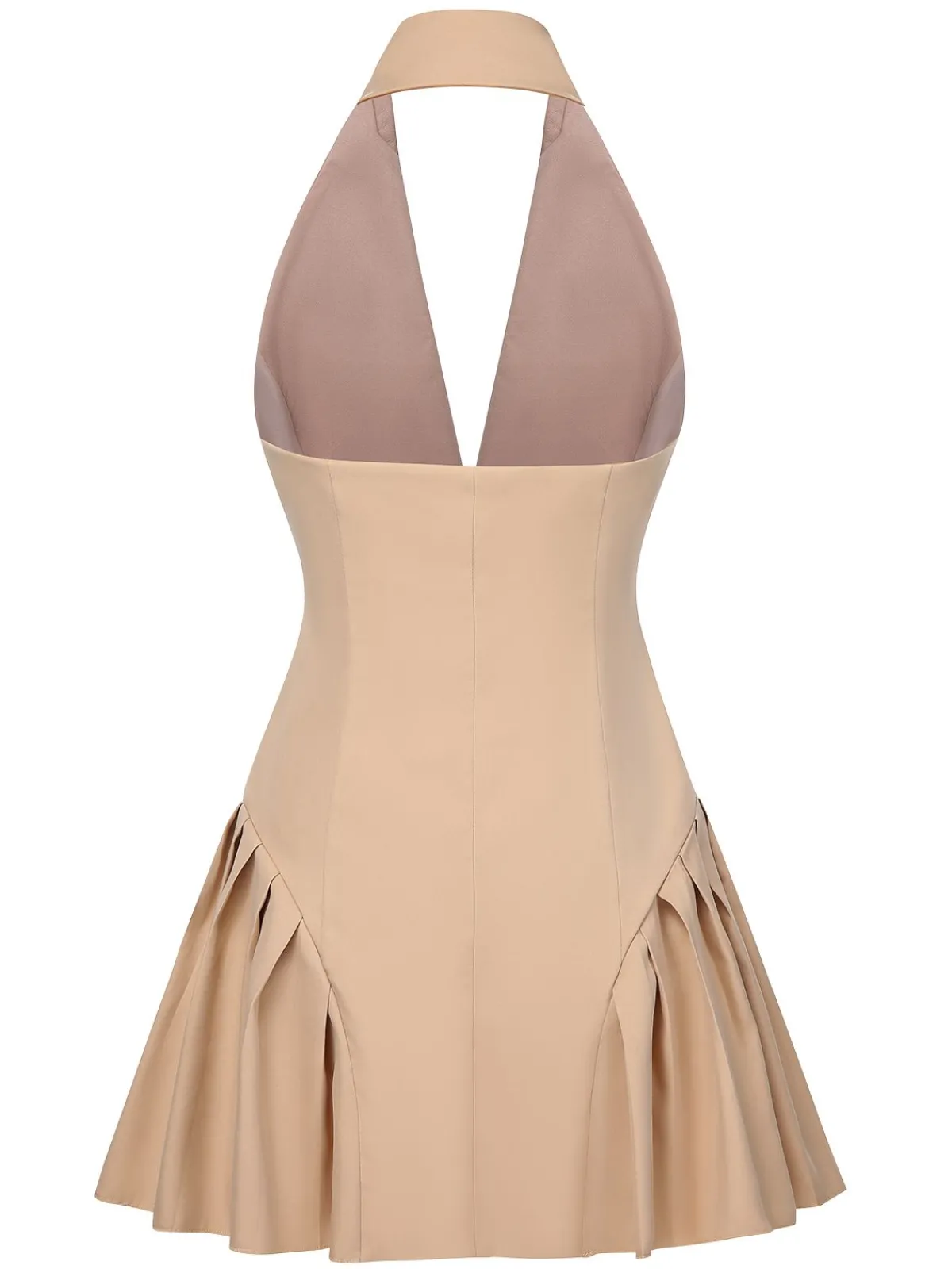 Best Retro Stage 1980s Halter V-Neck Backless Sleeveless Solid Dress