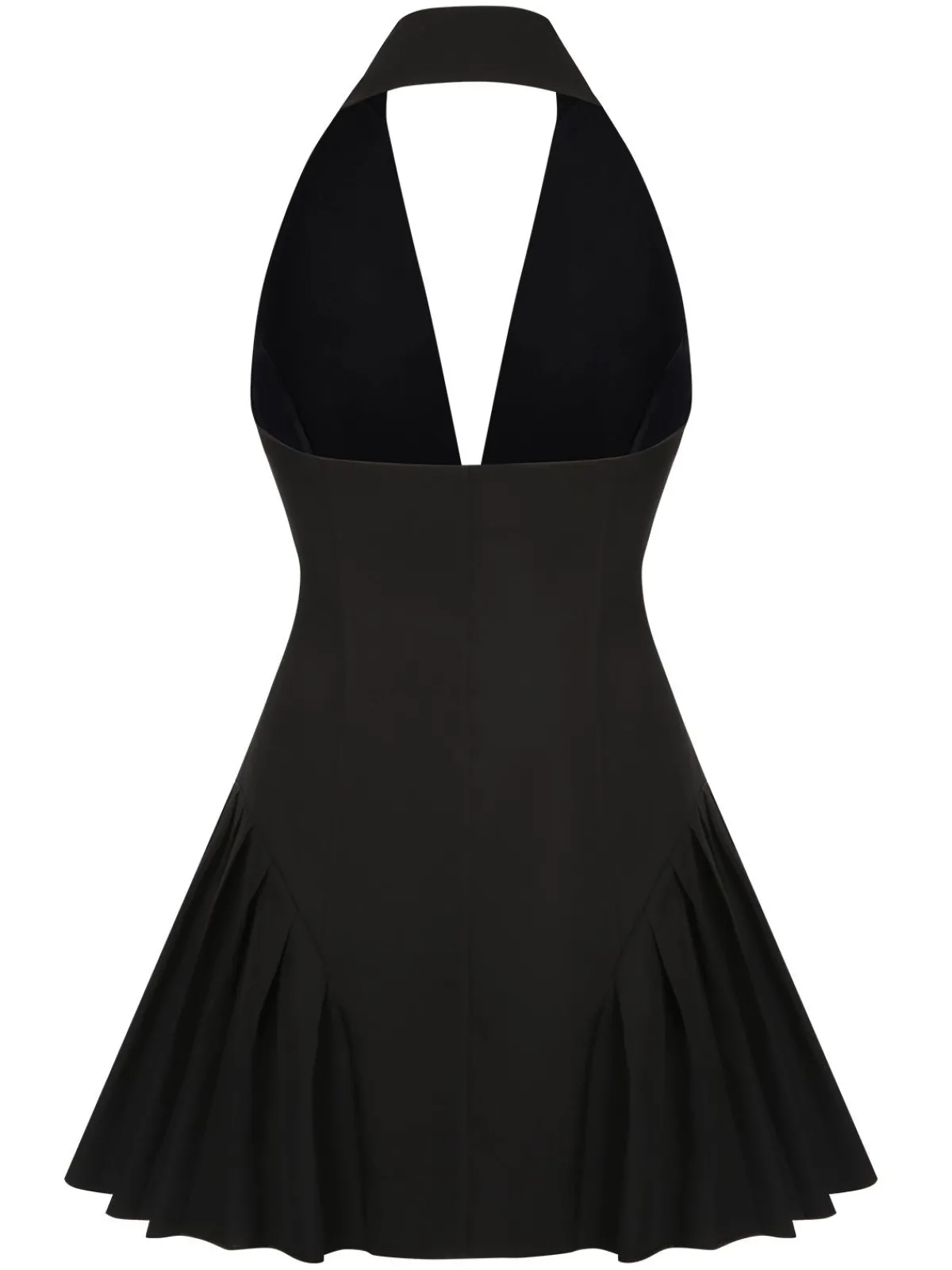 Best Retro Stage 1980s Halter V-Neck Backless Sleeveless Solid Dress