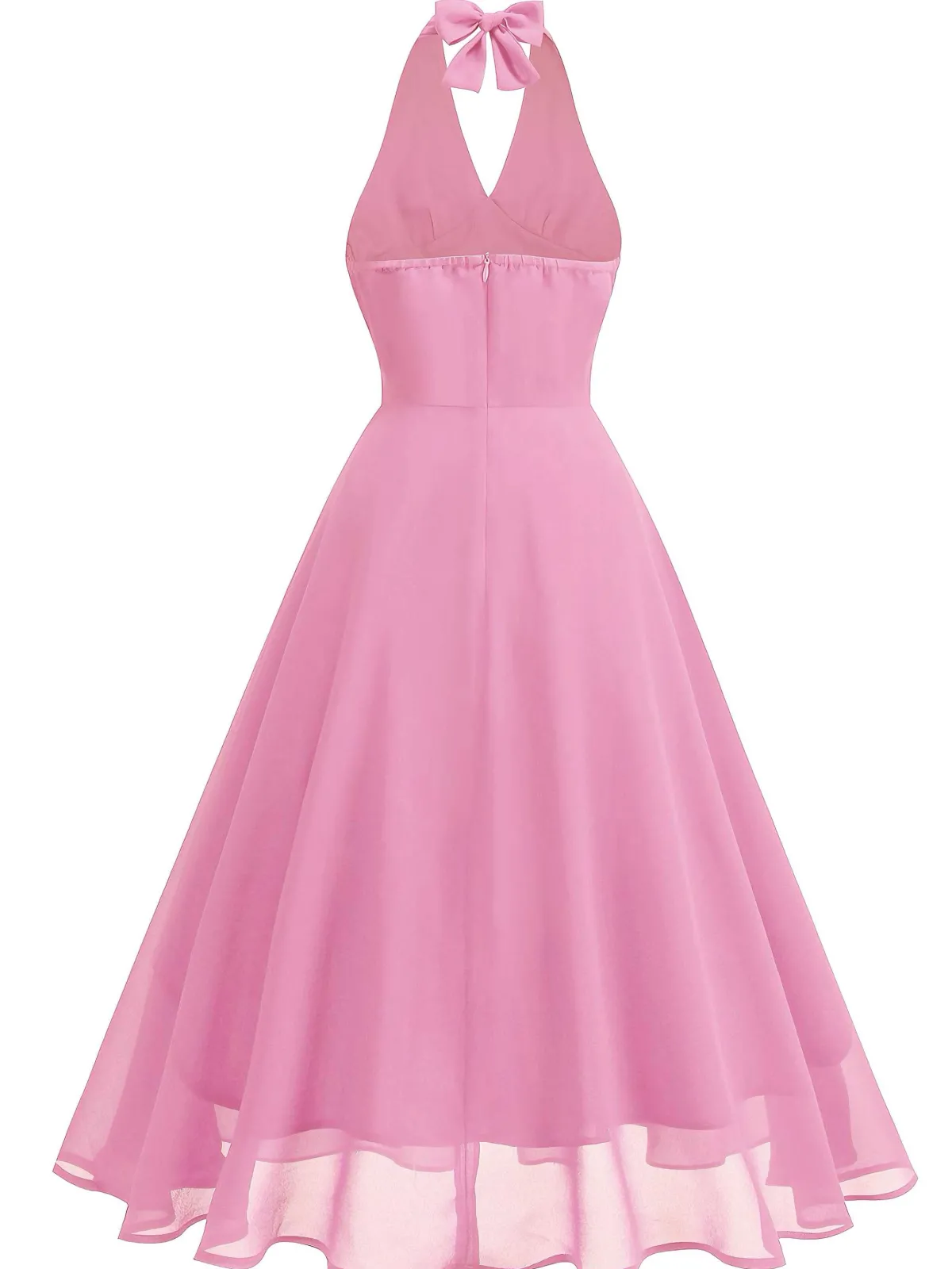 Sale Retro Stage 1950s Halter V-Neck Mesh Backless Dress