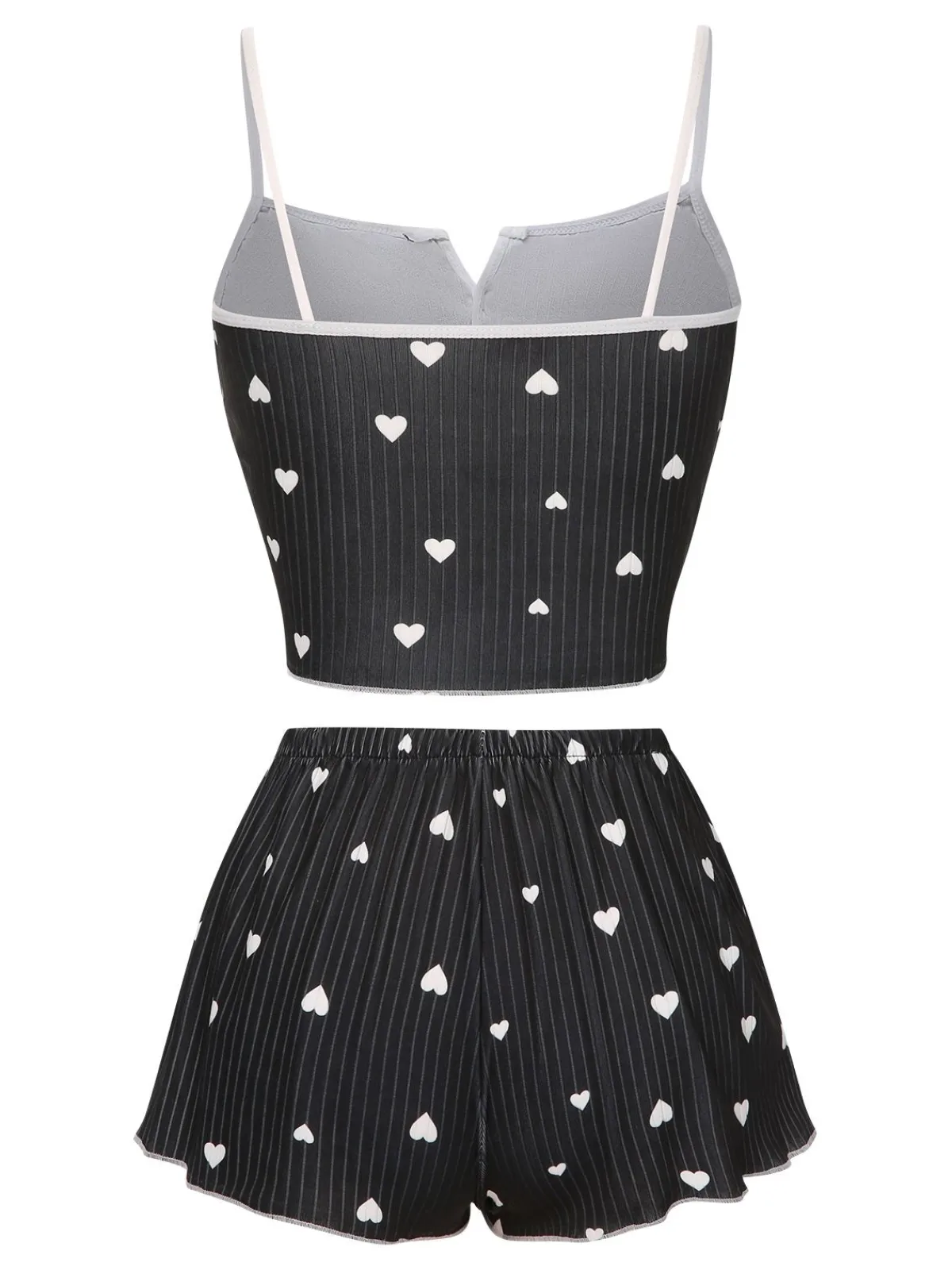 Fashion Retro Stage 1970s Heart Bow Spaghetti Strap Pajamas