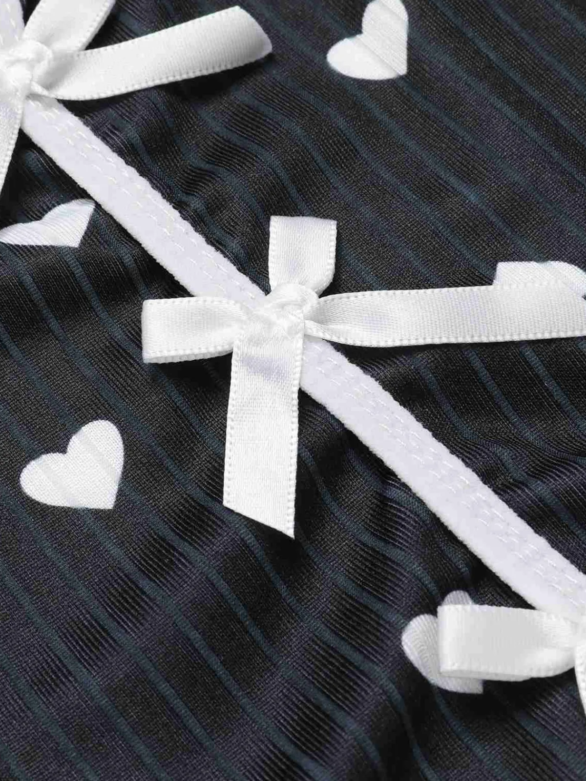 Fashion Retro Stage 1970s Heart Bow Spaghetti Strap Pajamas