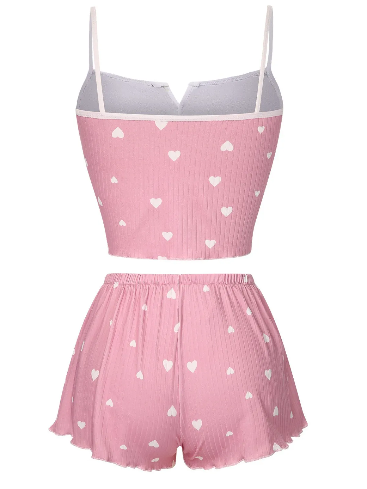 Fashion Retro Stage 1970s Heart Bow Spaghetti Strap Pajamas