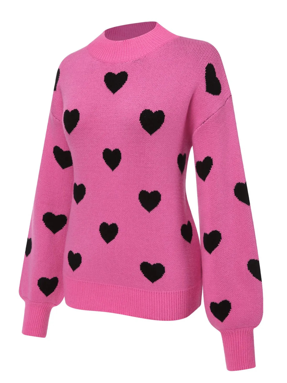 Outlet Retro Stage 1950s Heart Dots Knitted Solid Sweater