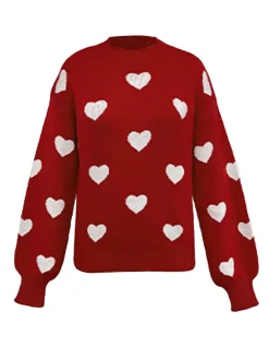 Outlet Retro Stage 1950s Heart Dots Knitted Solid Sweater