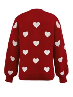 Outlet Retro Stage 1950s Heart Dots Knitted Solid Sweater