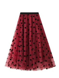 Clearance Retro Stage 1950s Heart High Waist Swing Skirt