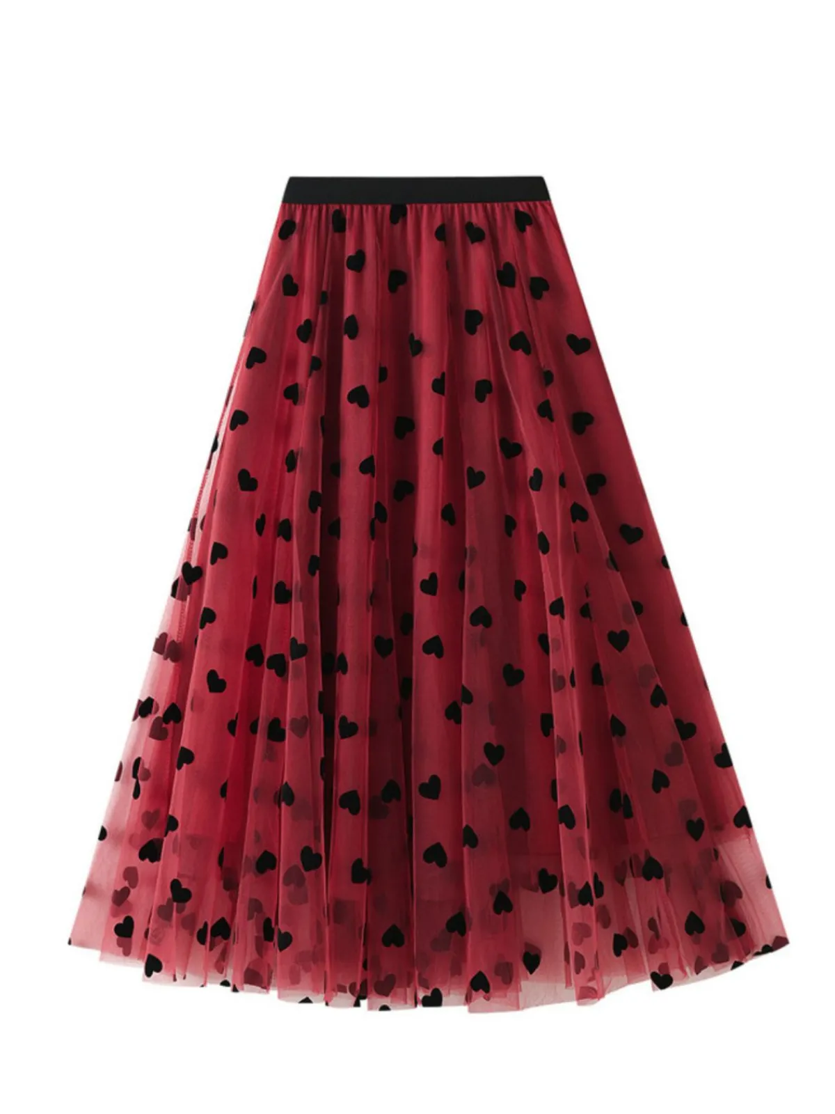 Clearance Retro Stage 1950s Heart High Waist Swing Skirt