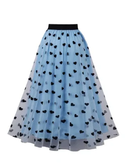 Clearance Retro Stage 1950s Heart High Waist Swing Skirt