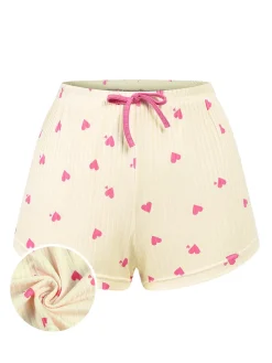 Clearance Retro Stage 1960s Heart Knit Spaghetti Strap Pajama