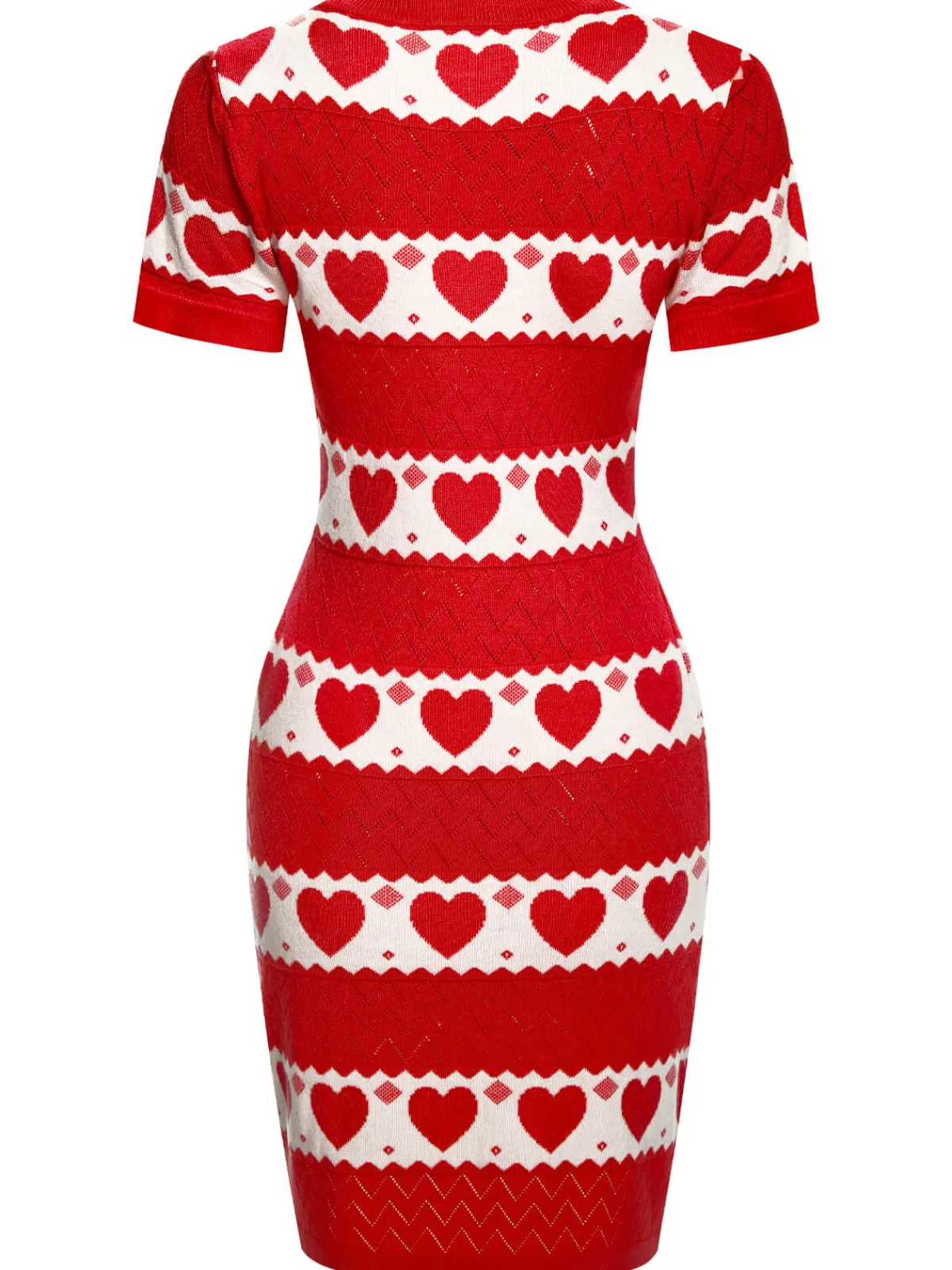 Online Retro Stage 1960s Heart Short Sleeved Knitted Dress