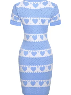 Online Retro Stage 1960s Heart Short Sleeved Knitted Dress