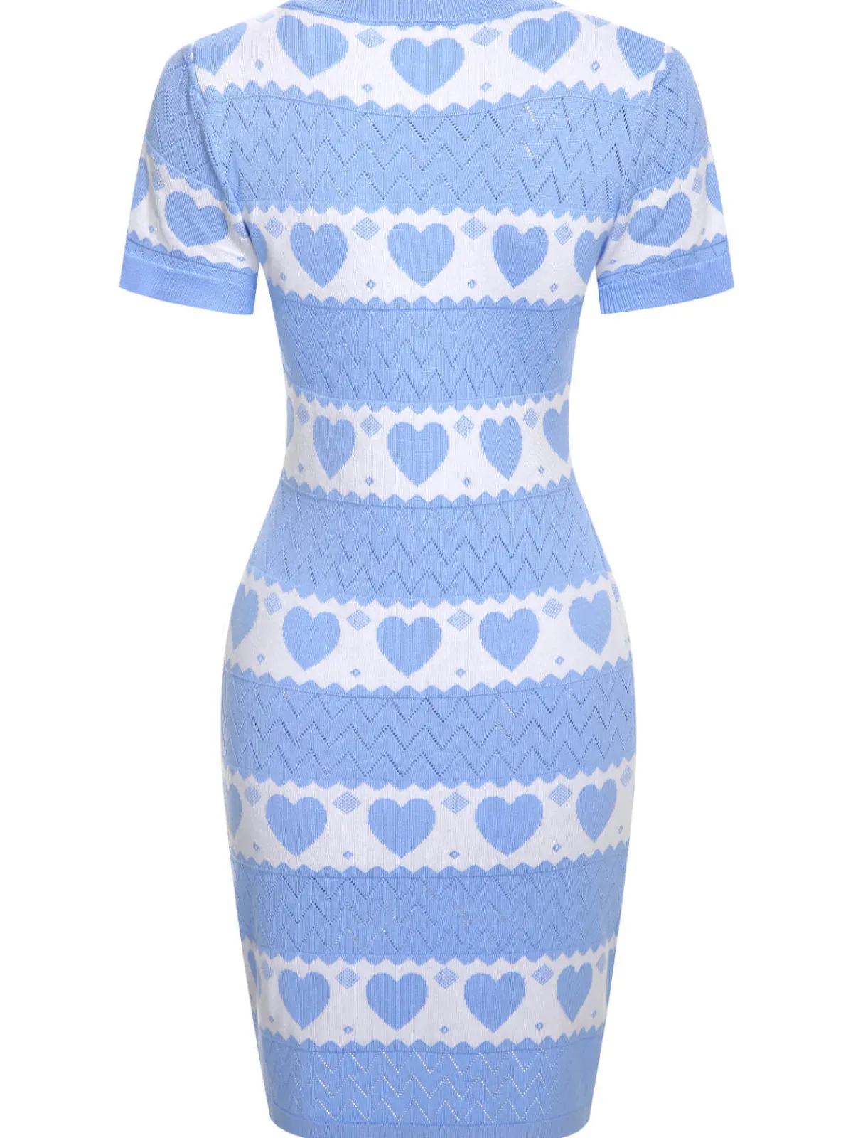 Online Retro Stage 1960s Heart Short Sleeved Knitted Dress