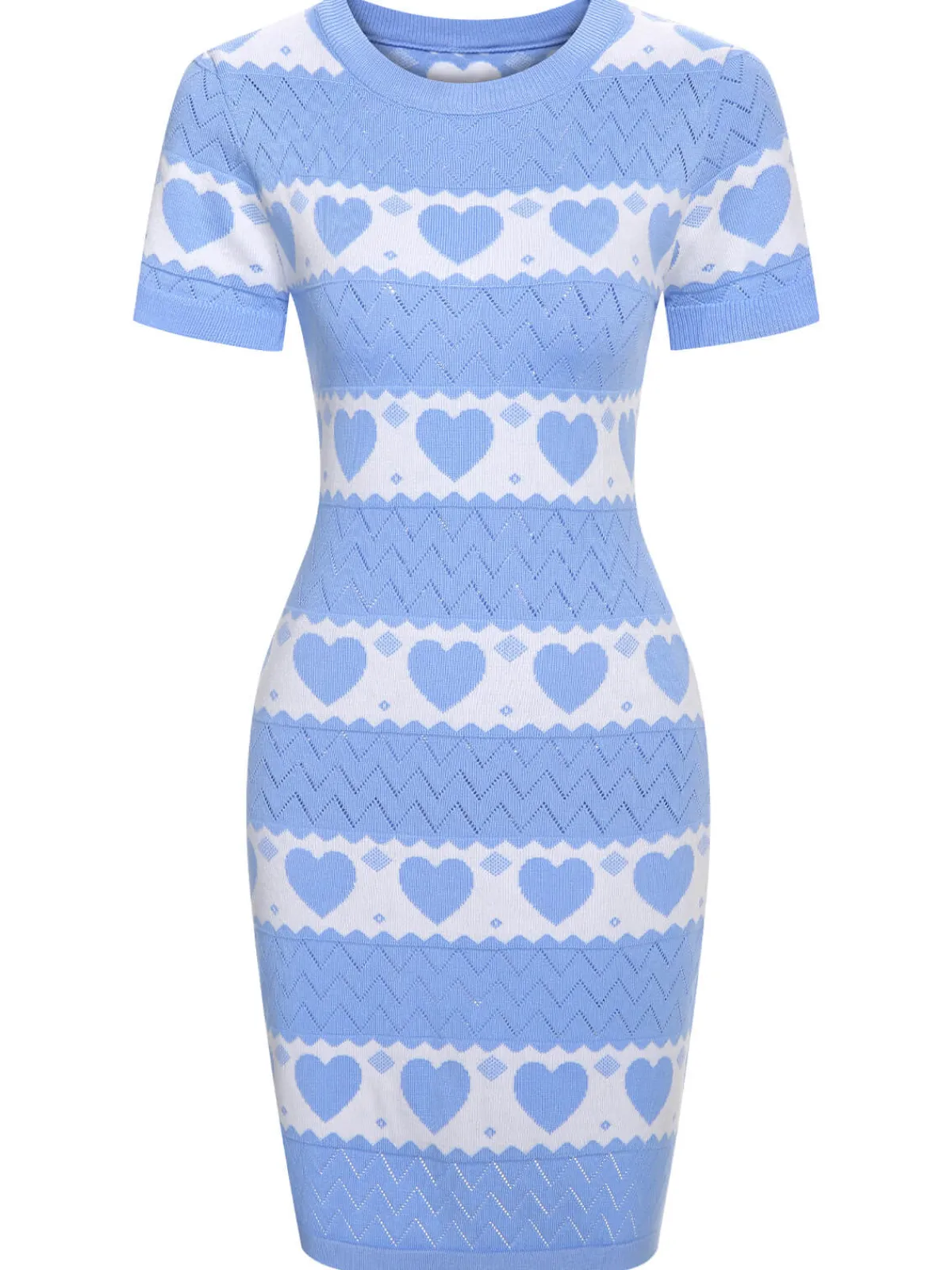 Online Retro Stage 1960s Heart Short Sleeved Knitted Dress
