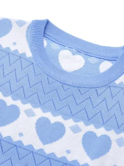 Online Retro Stage 1960s Heart Short Sleeved Knitted Dress