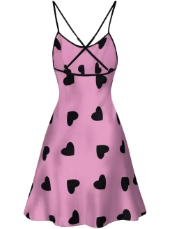 Hot Retro Stage 1960s Heart Spaghetti Straps Nightgown