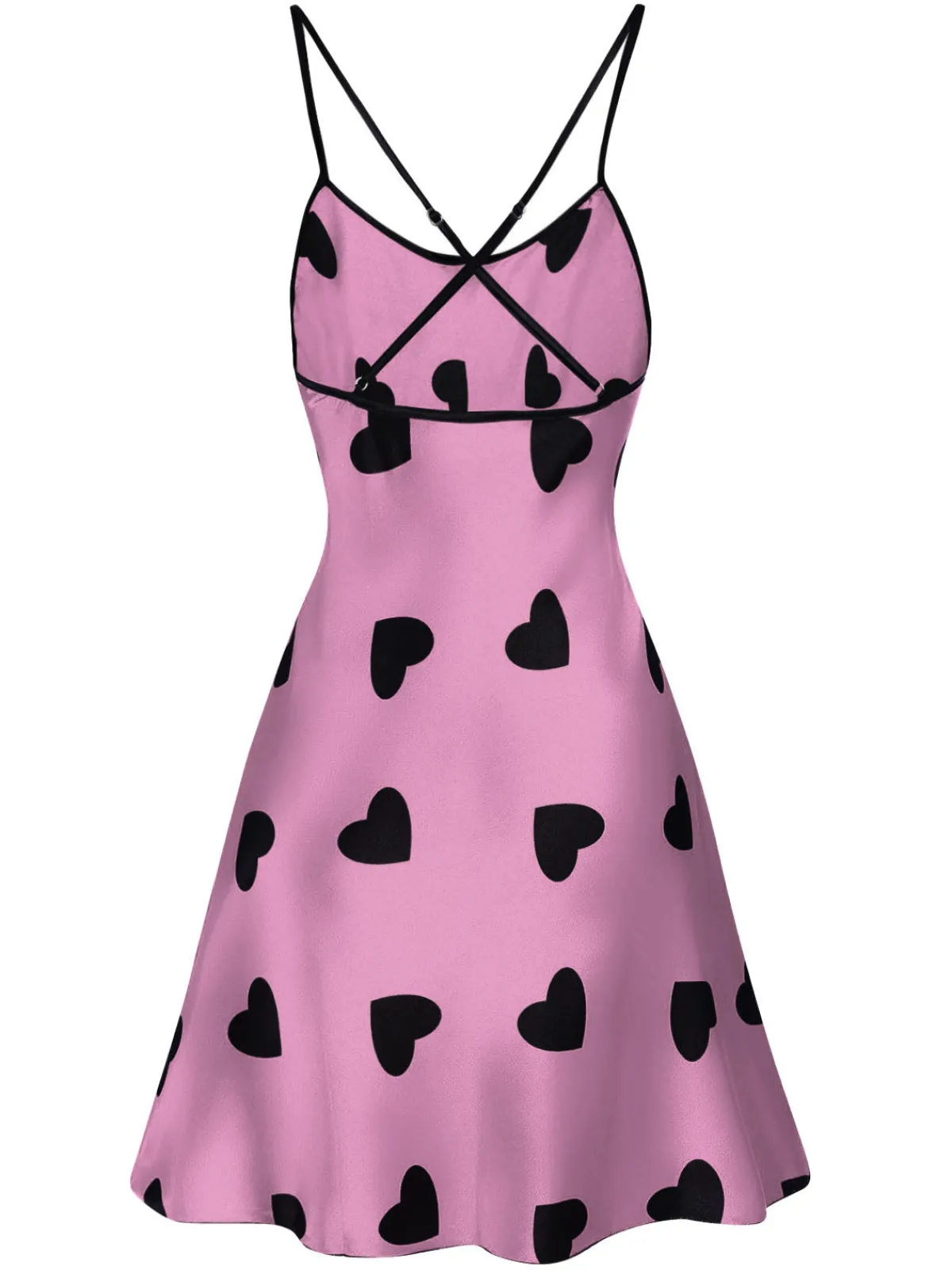 Hot Retro Stage 1960s Heart Spaghetti Straps Nightgown