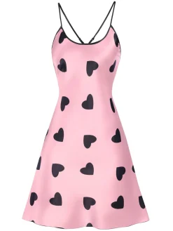 Hot Retro Stage 1960s Heart Spaghetti Straps Nightgown