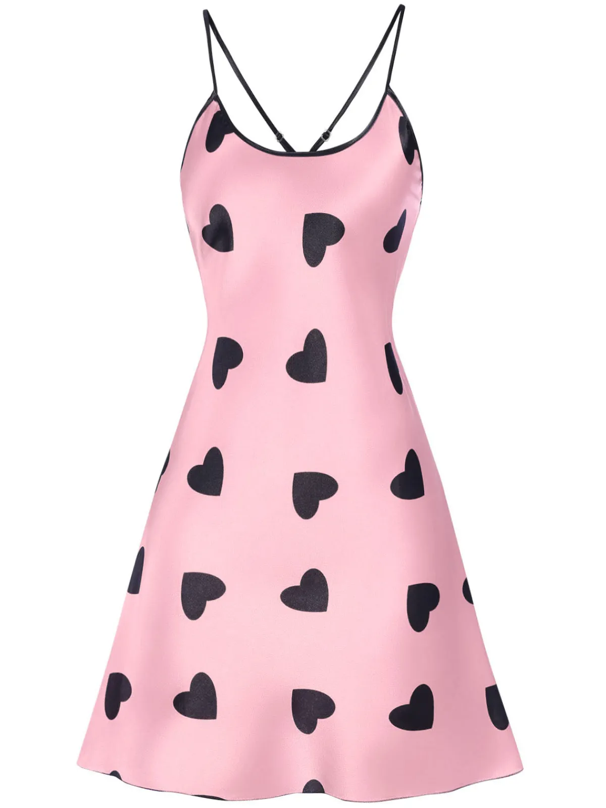 Hot Retro Stage 1960s Heart Spaghetti Straps Nightgown