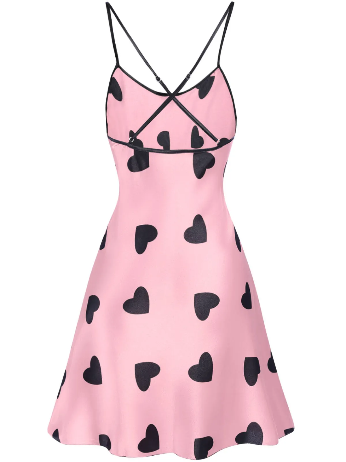 Hot Retro Stage 1960s Heart Spaghetti Straps Nightgown
