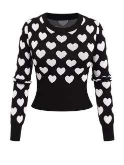Outlet Retro Stage 1940s Hearts Contrast Short Sweater