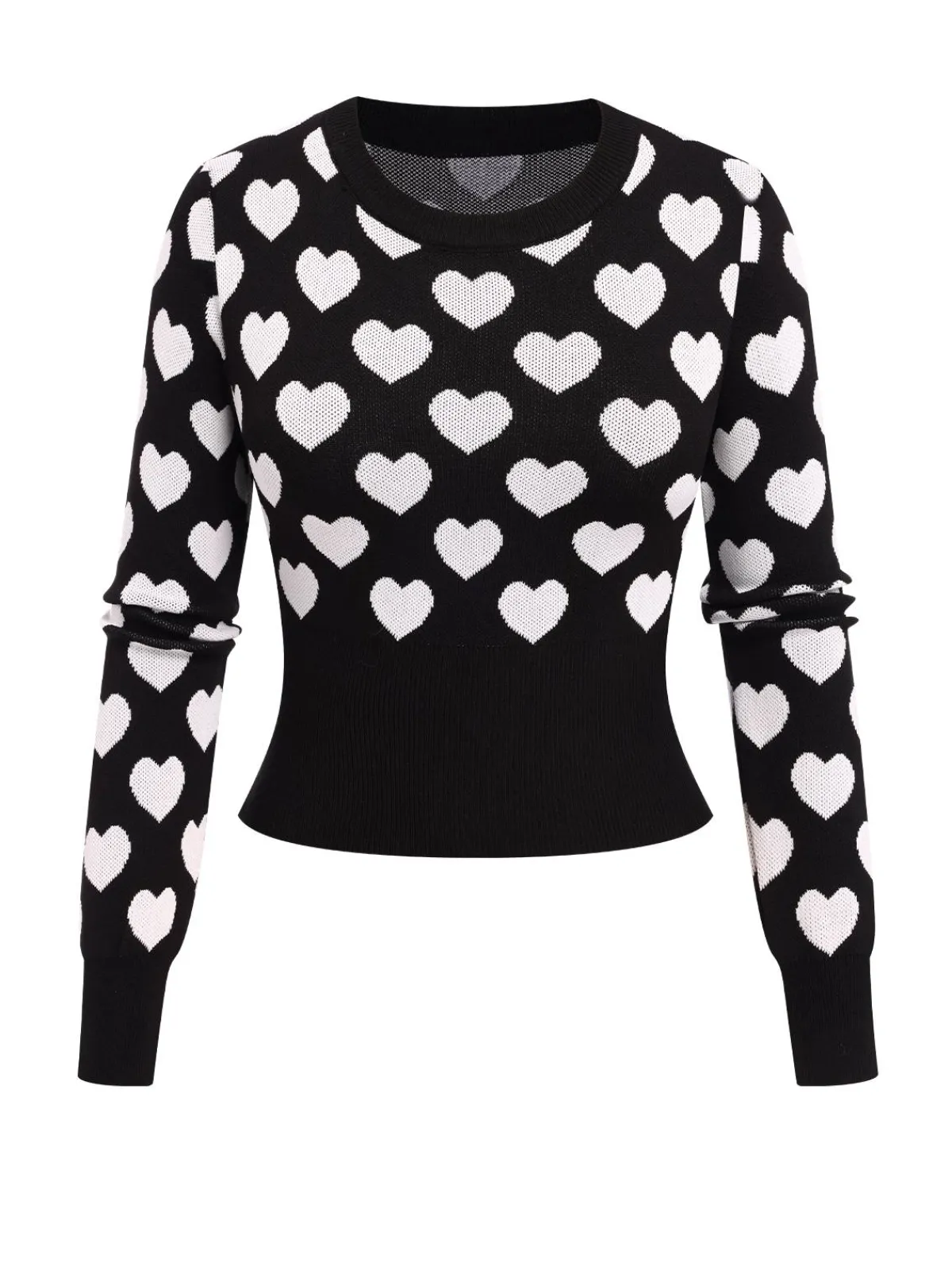 Outlet Retro Stage 1940s Hearts Contrast Short Sweater