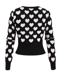 Outlet Retro Stage 1940s Hearts Contrast Short Sweater