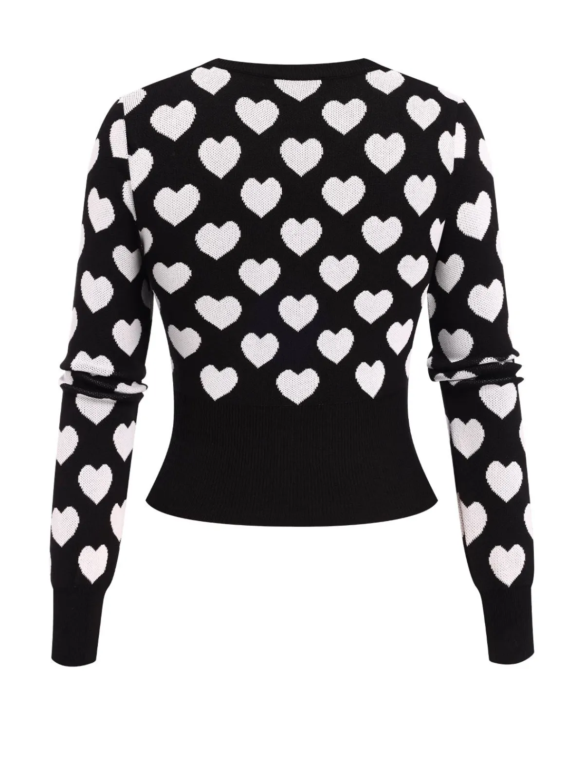 Outlet Retro Stage 1940s Hearts Contrast Short Sweater