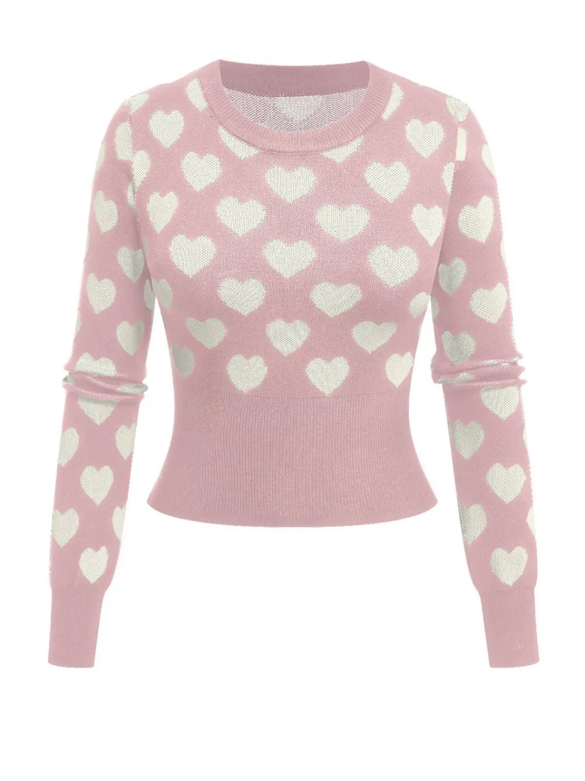 Outlet Retro Stage 1940s Hearts Contrast Short Sweater