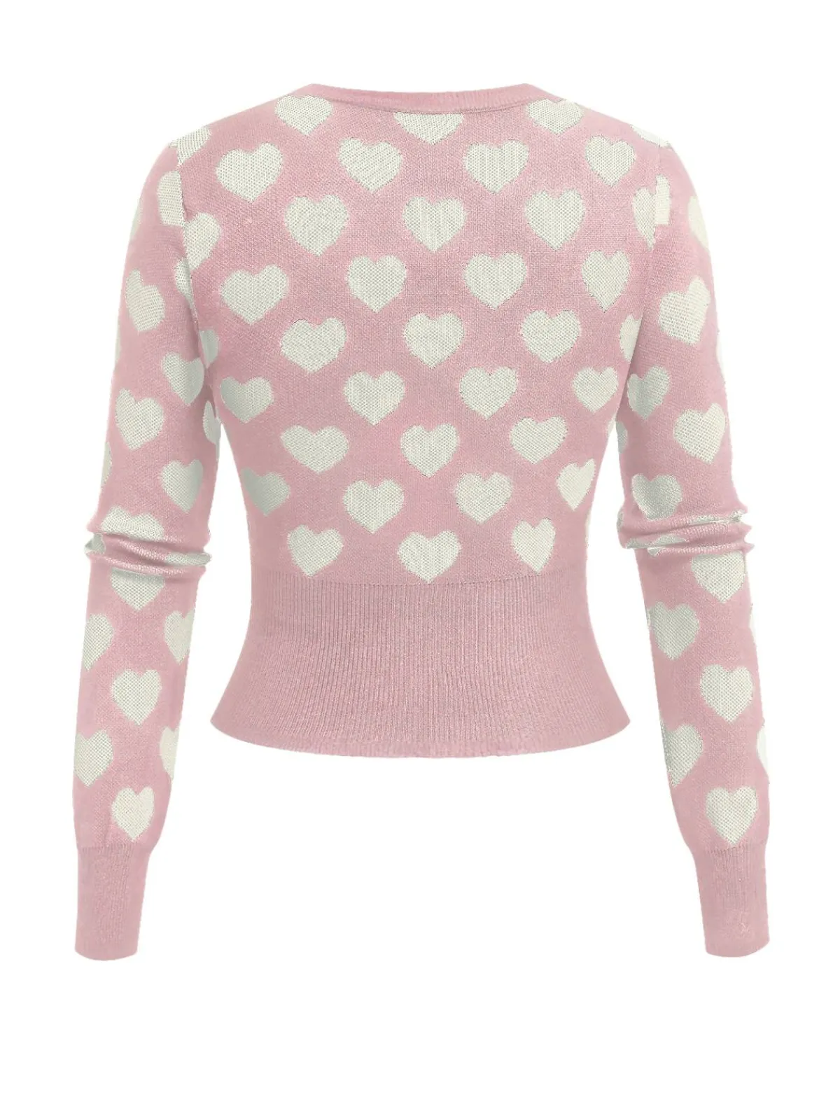 Outlet Retro Stage 1940s Hearts Contrast Short Sweater