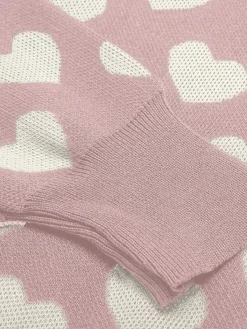 Outlet Retro Stage 1940s Hearts Contrast Short Sweater