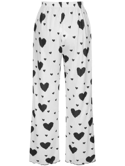 Best Retro Stage 1970s Hearts Knit Spaghetti Strap Pajamas