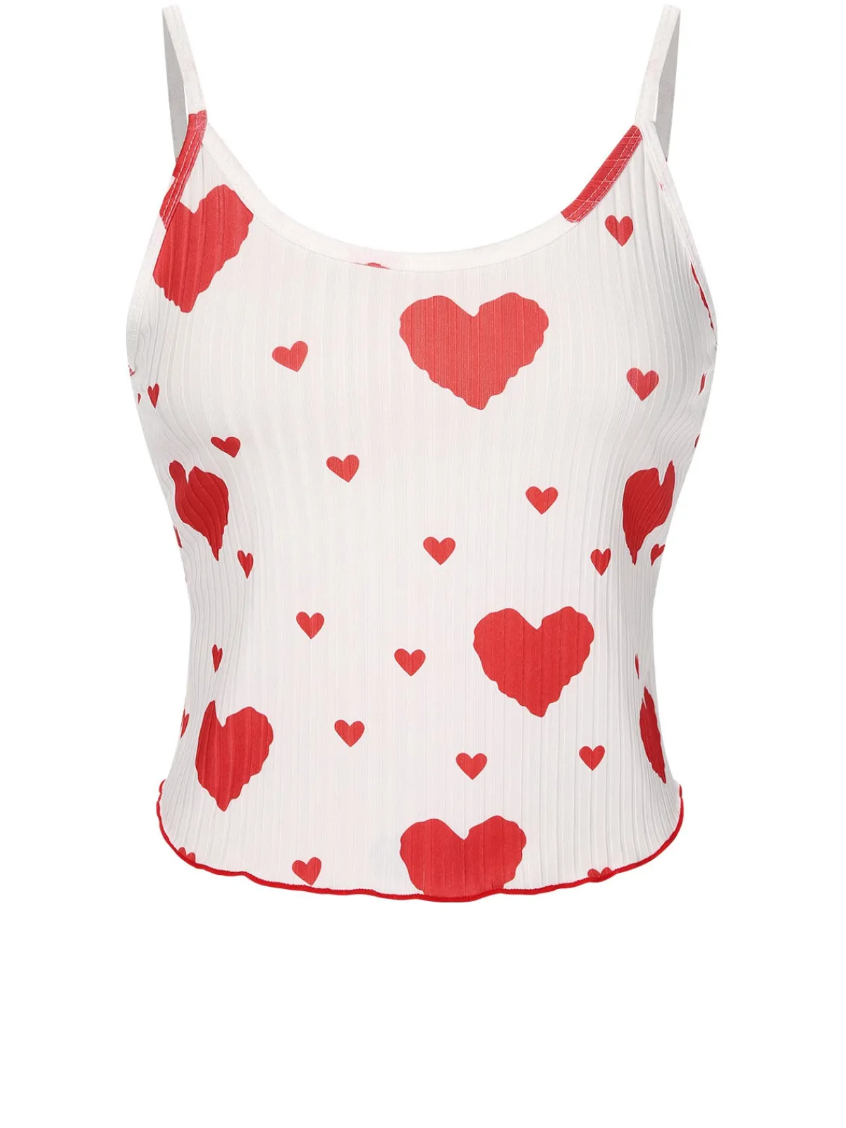 Best Retro Stage 1970s Hearts Knit Spaghetti Strap Pajamas