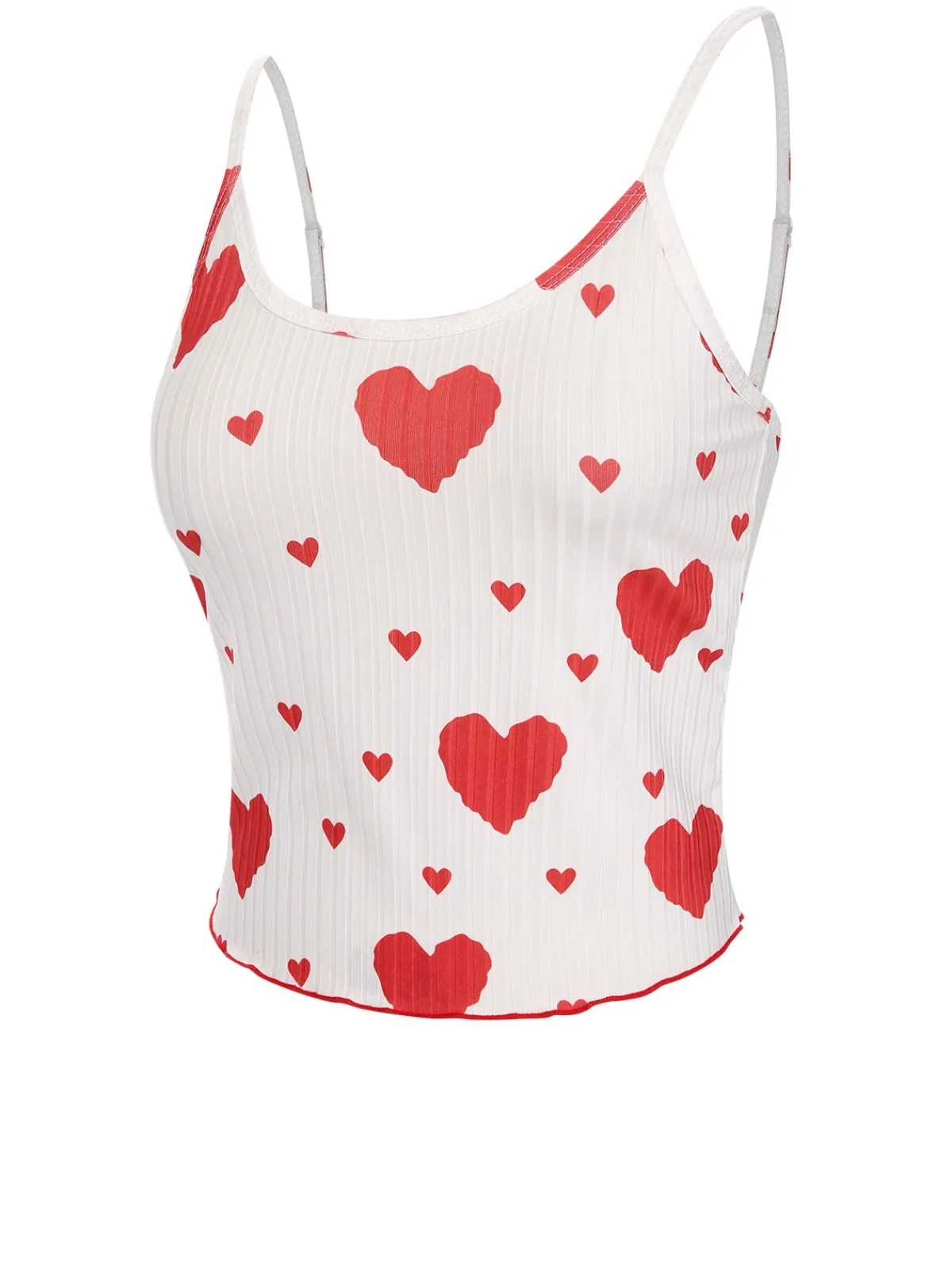 Best Retro Stage 1970s Hearts Knit Spaghetti Strap Pajamas