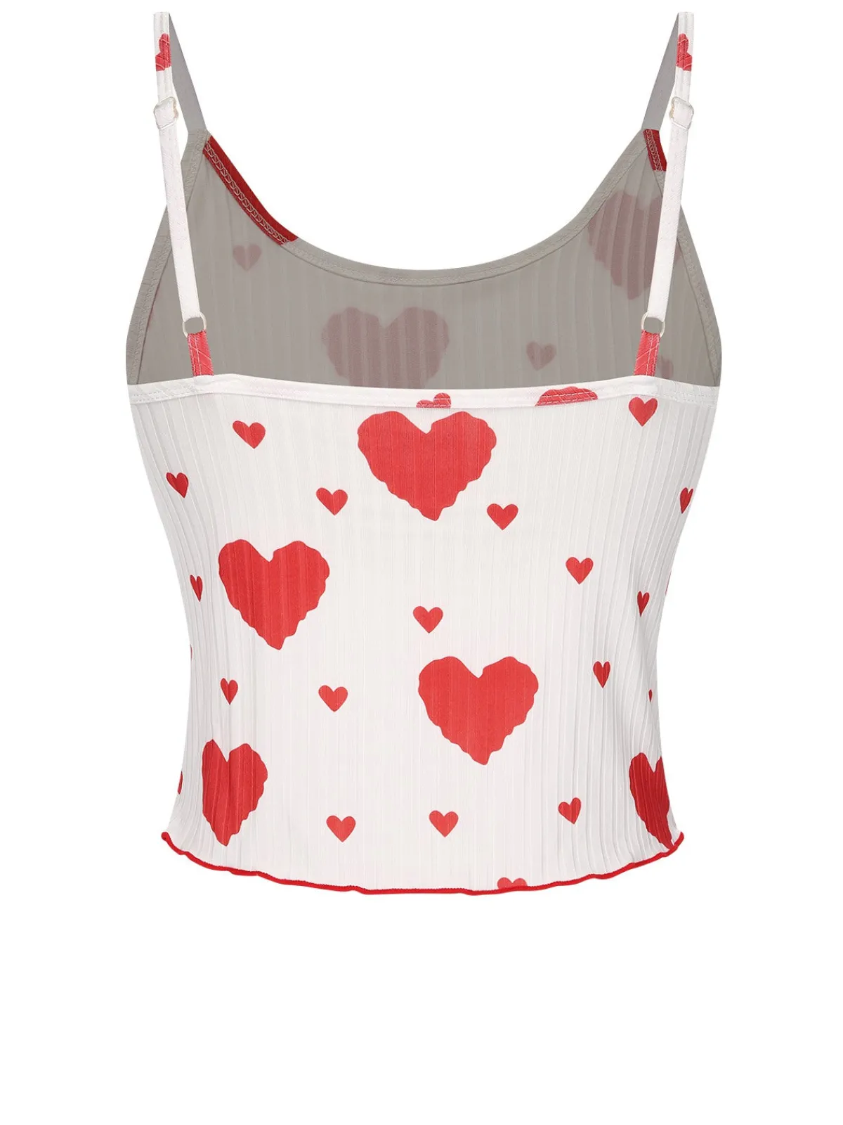 Best Retro Stage 1970s Hearts Knit Spaghetti Strap Pajamas