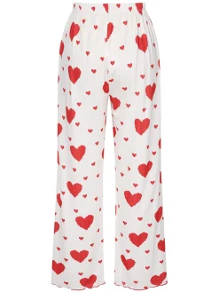 Best Retro Stage 1970s Hearts Knit Spaghetti Strap Pajamas