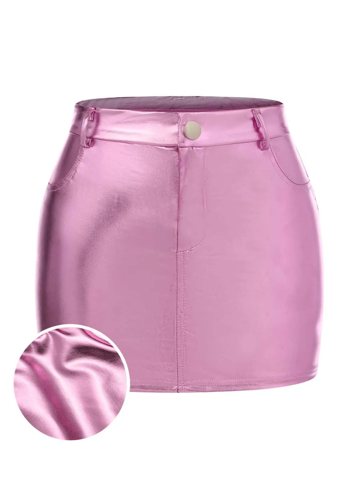 Discount Retro Stage 1960s High Waist Shiny Metallic Mini Skirt